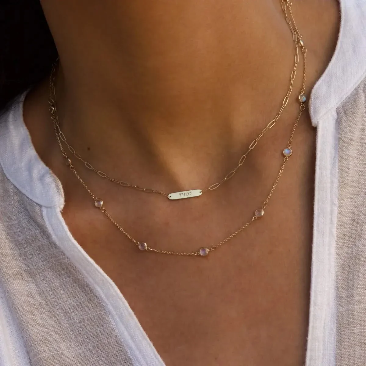Bayberry 11 Moonstone Necklace in 14k Gold (June) - Image 9