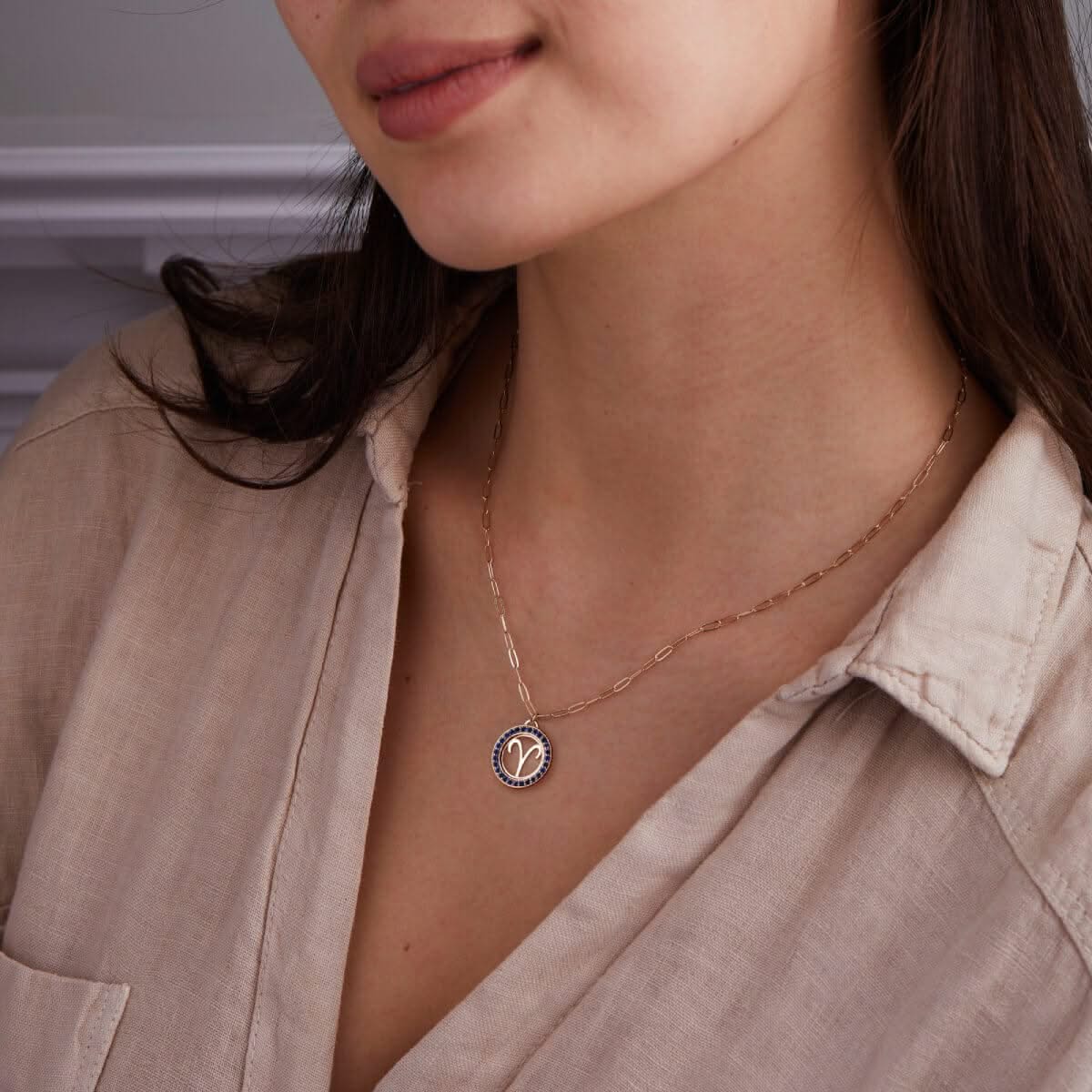 Aries & Birthstone Pendant in 14k Gold - Image 6