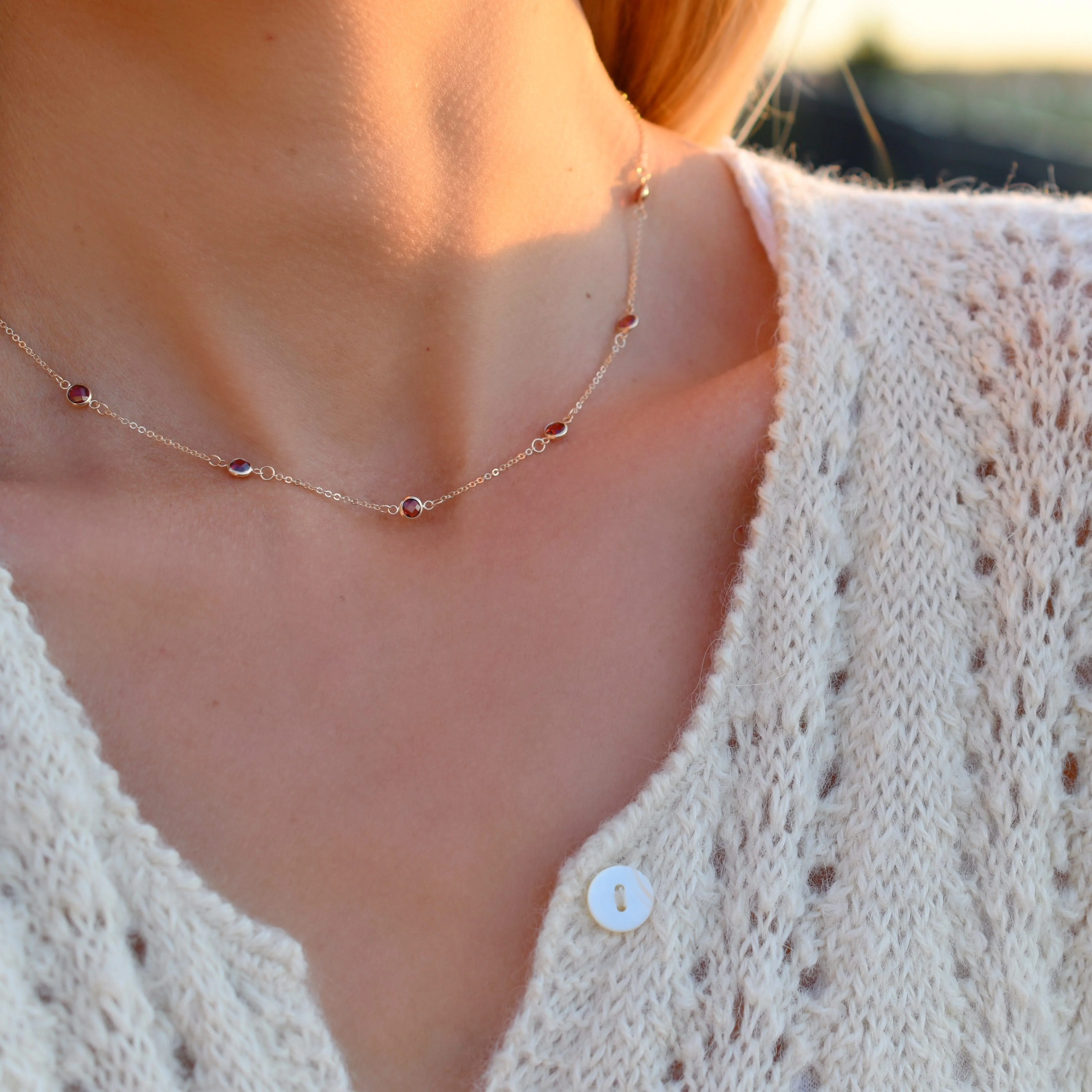 Bayberry 11 Garnet Necklace in 14k Gold (January) - Image 6