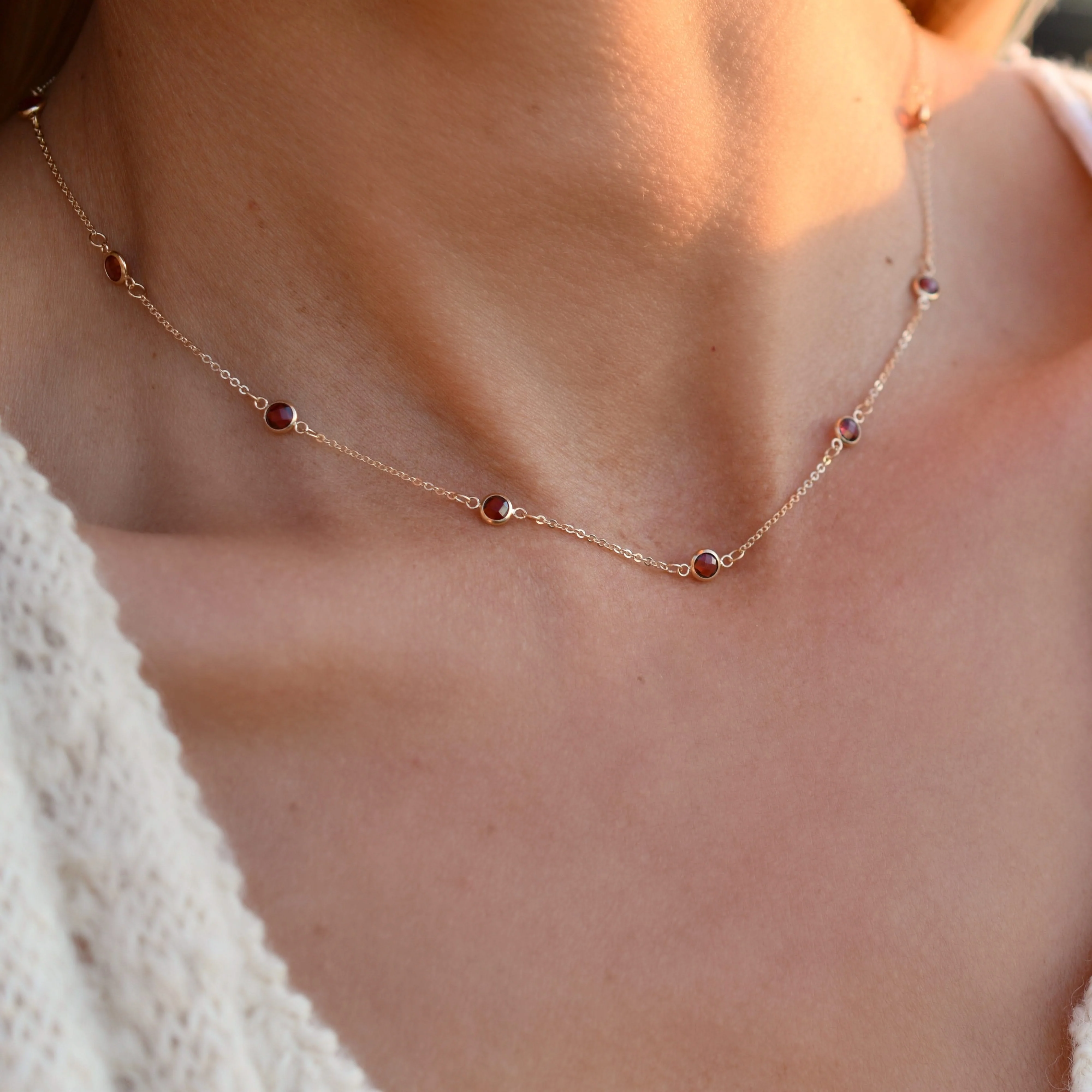 Bayberry 11 Garnet Necklace in 14k Gold (January) - Image 7