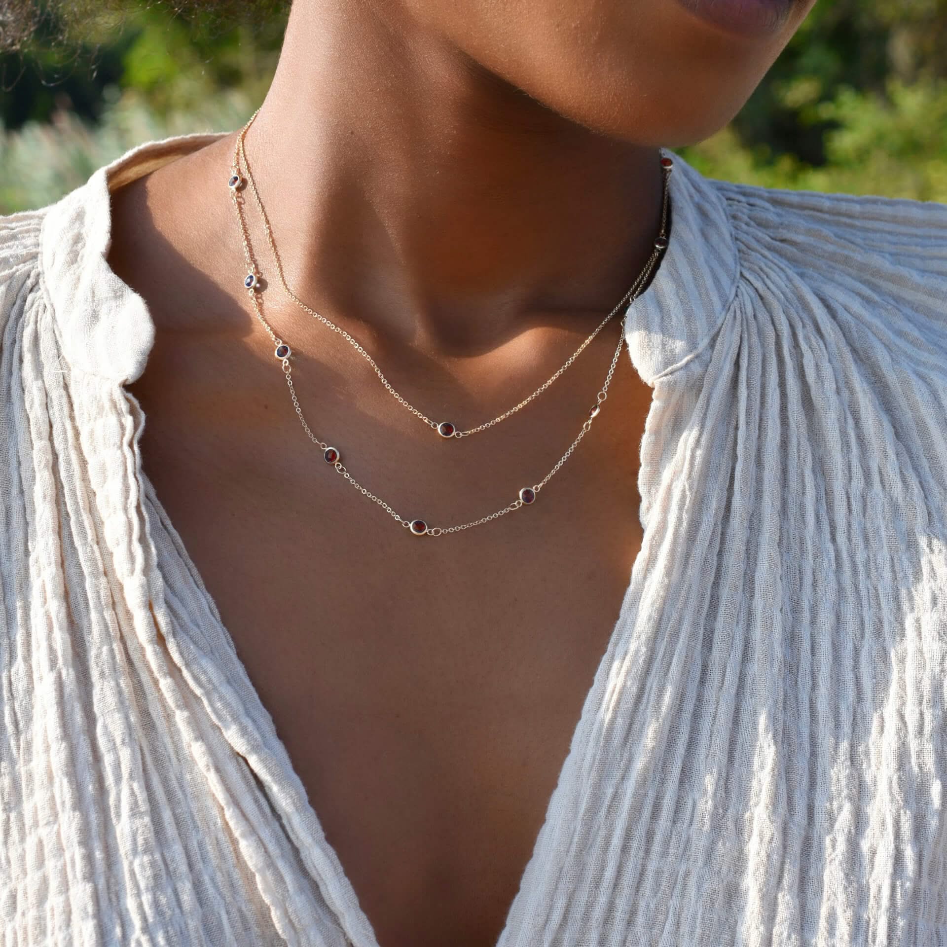 Bayberry 11 Garnet Necklace in 14k Gold (January) - Image 8
