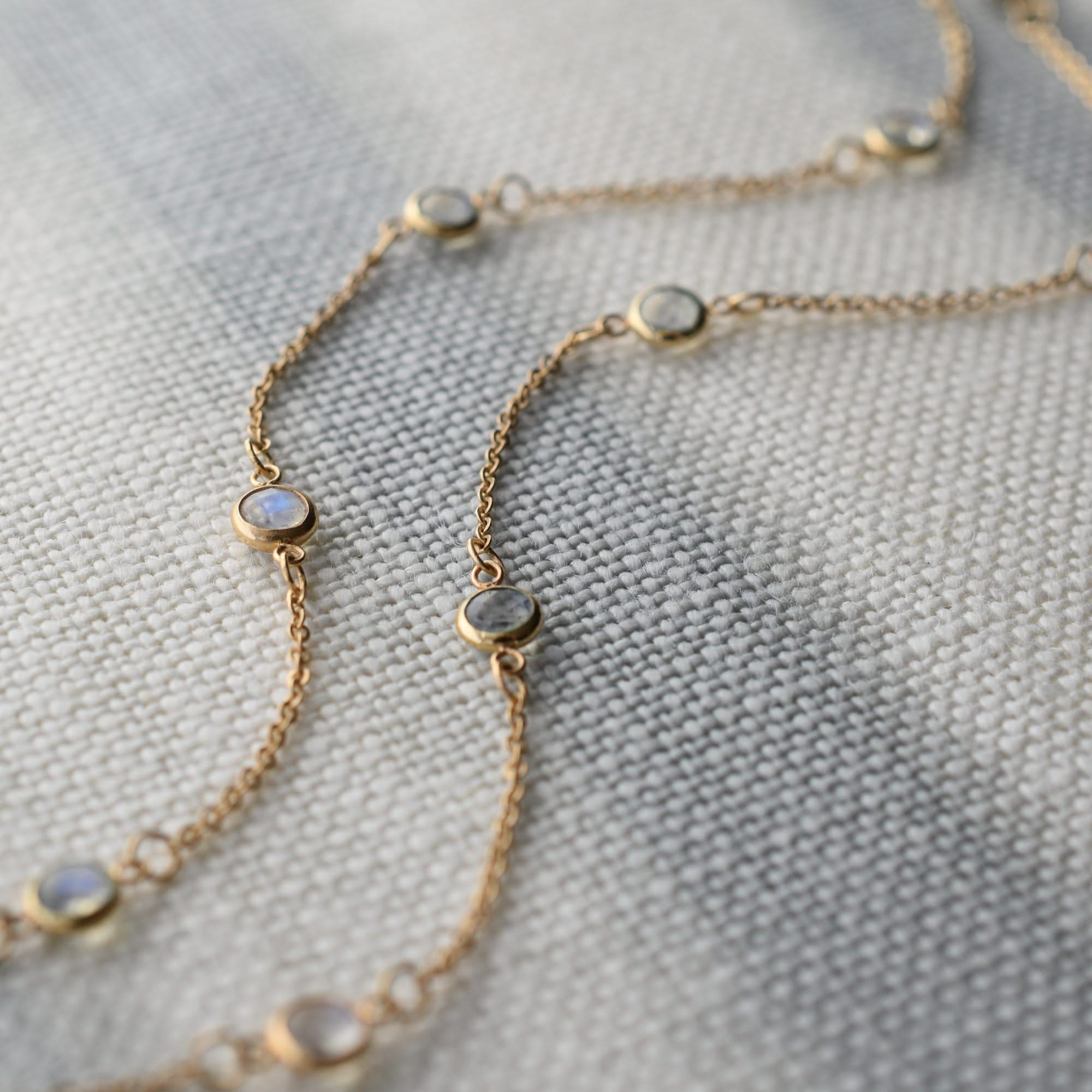 Bayberry 11 Moonstone Necklace in 14k Gold (June) - Image 8