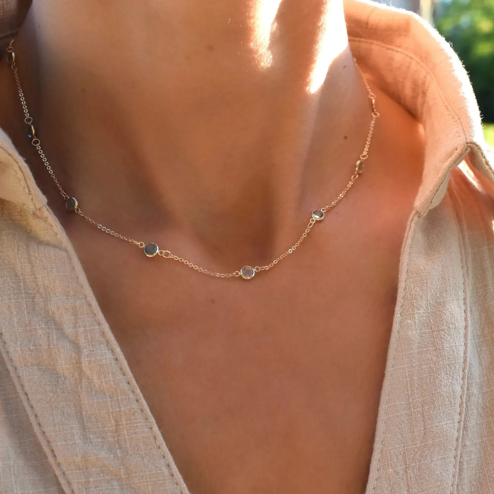 Bayberry 11 Nantucket Blue Topaz Necklace in 14k Gold (December) - Image 8