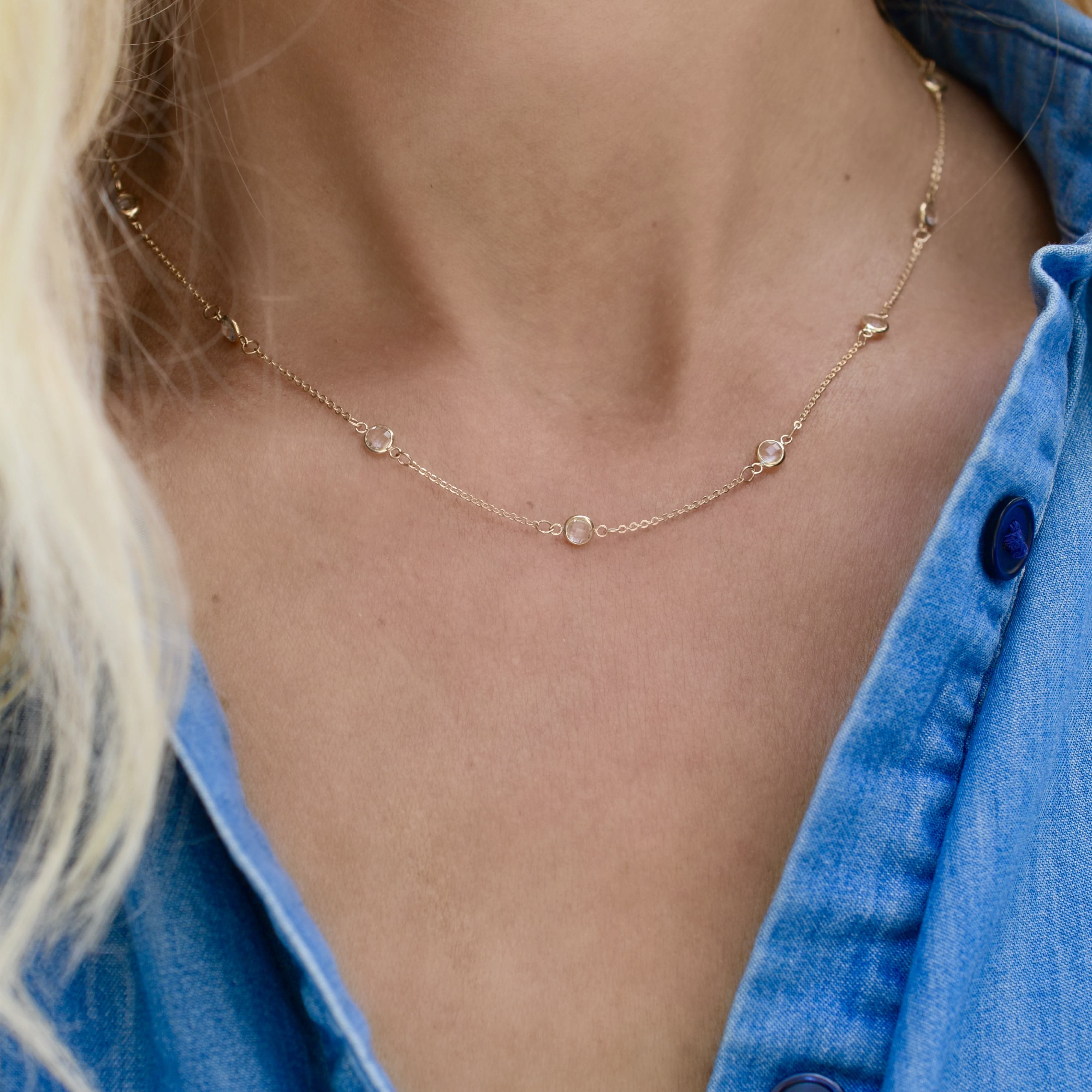 Bayberry 11 White Topaz Necklace in 14k Gold (April) - Image 7