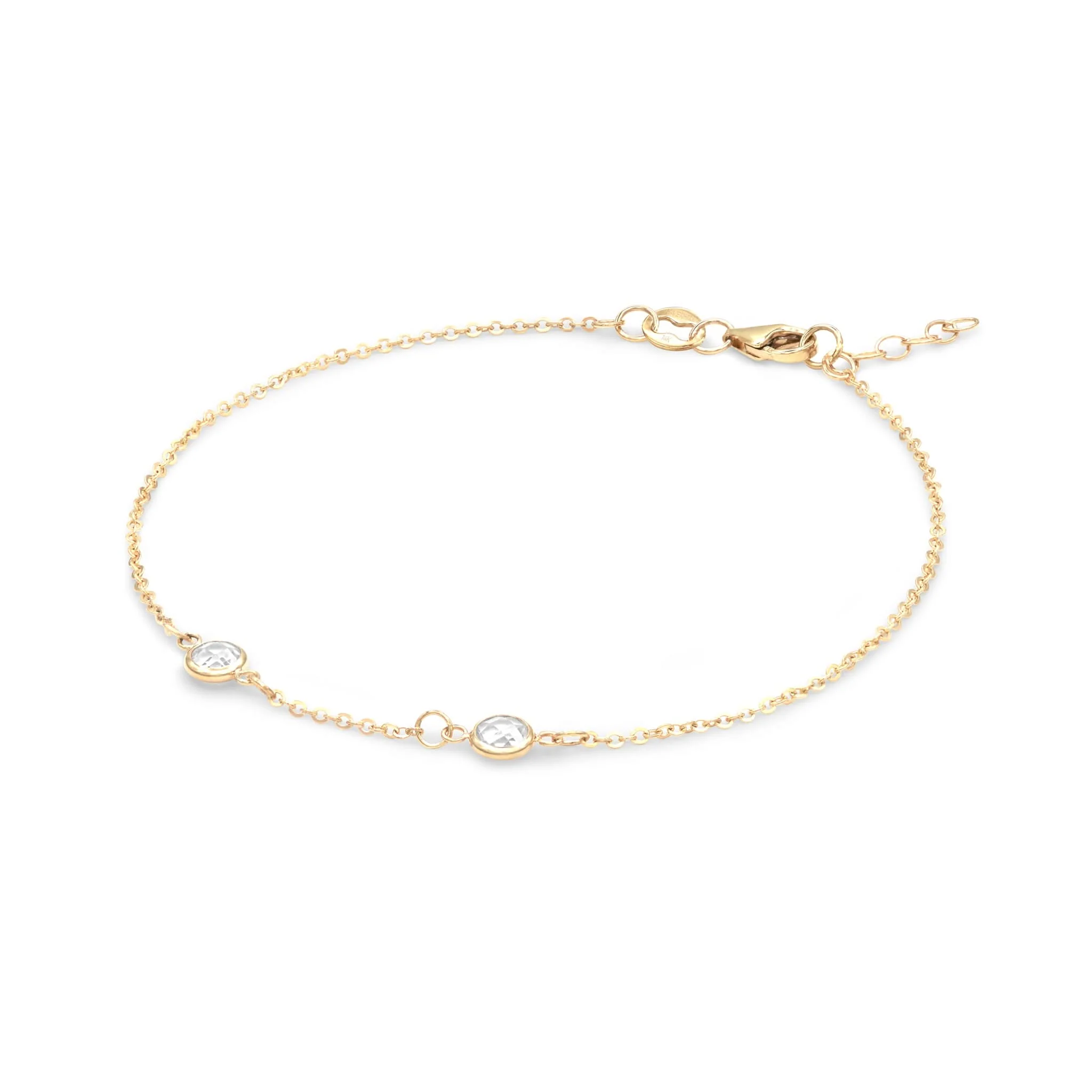 Petite 2 Birthstone Bracelet in 14k Gold - Image 4