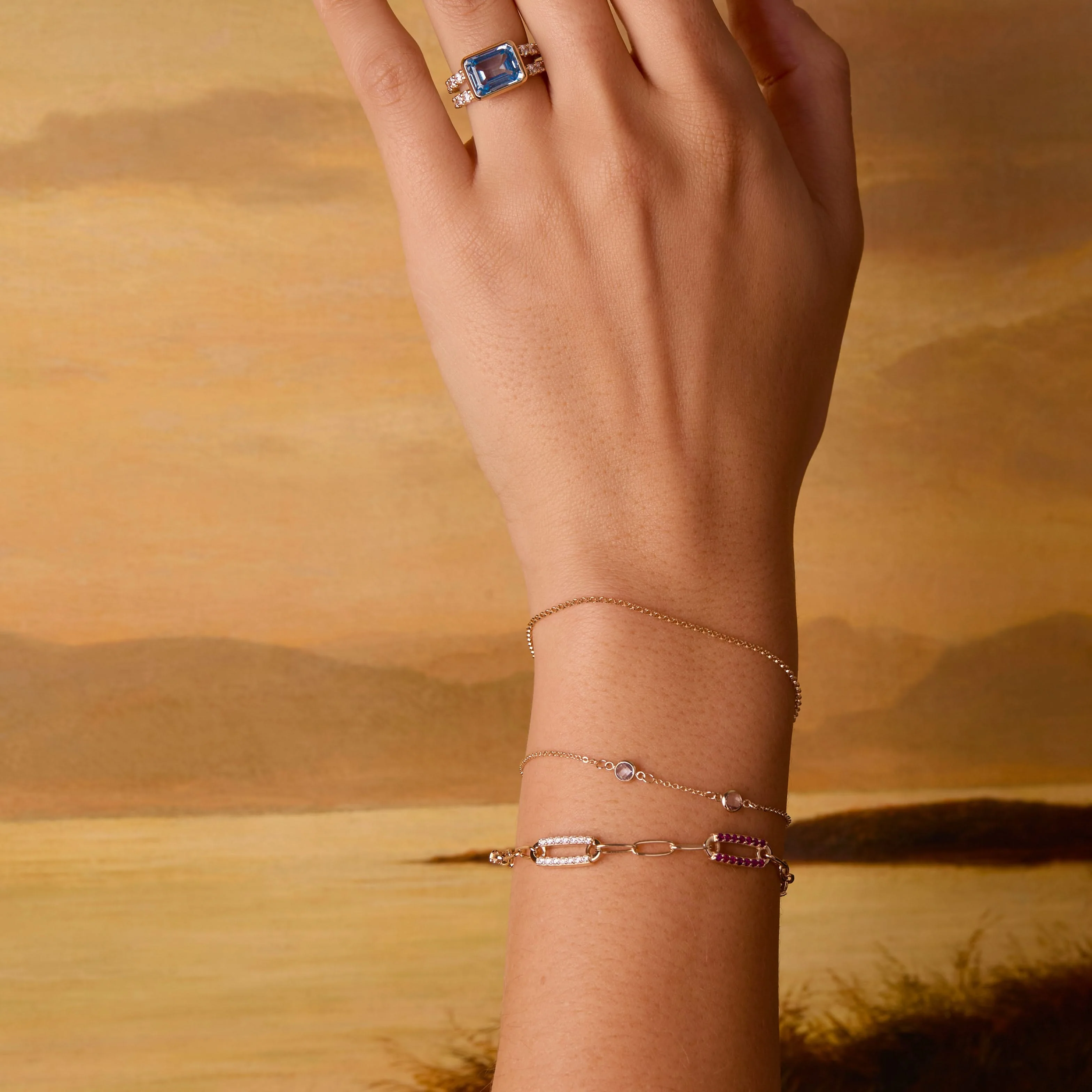 Petite 2 Birthstone Bracelet in 14k Gold - Image 8