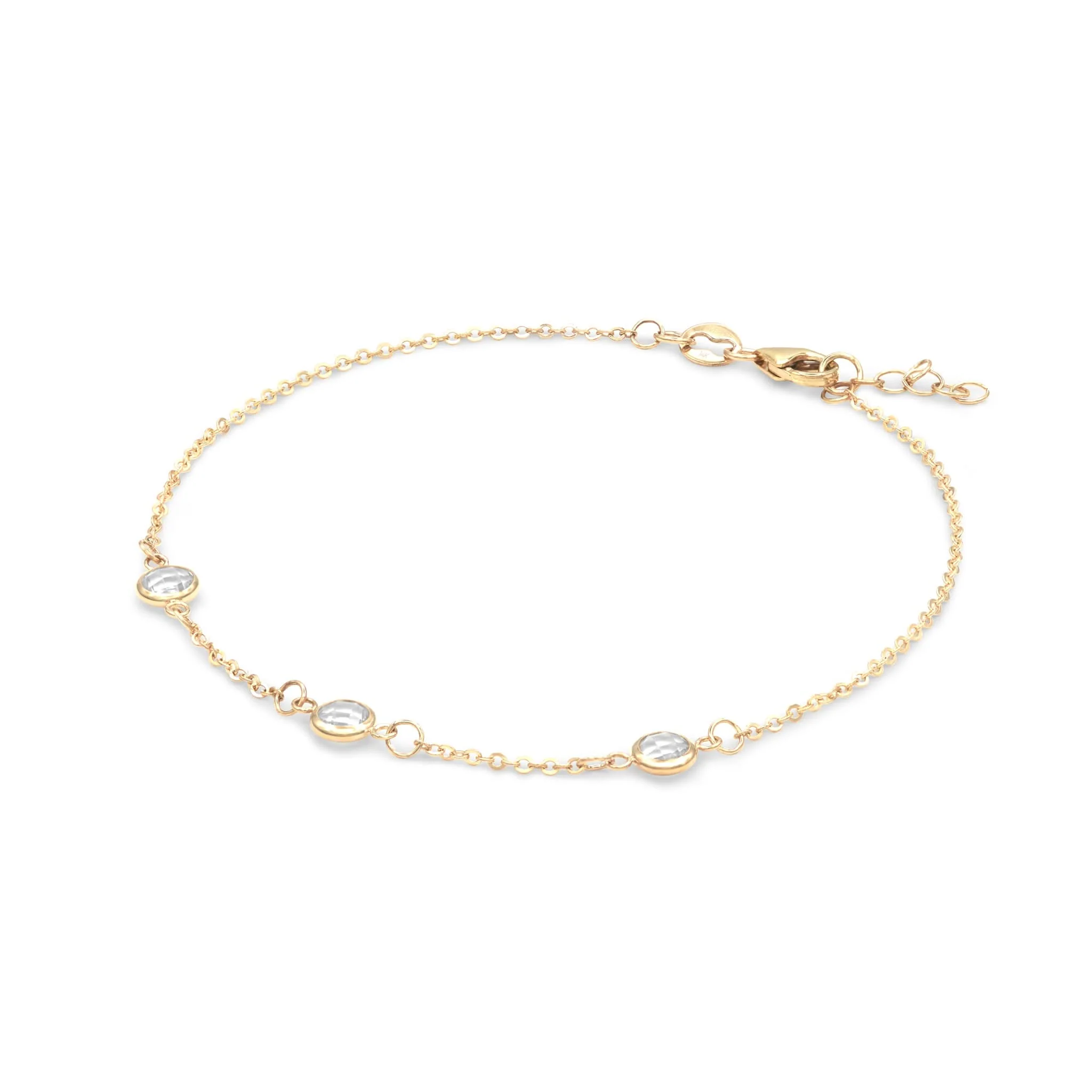Petite 3 Birthstone Bracelet in 14k Gold - Image 4