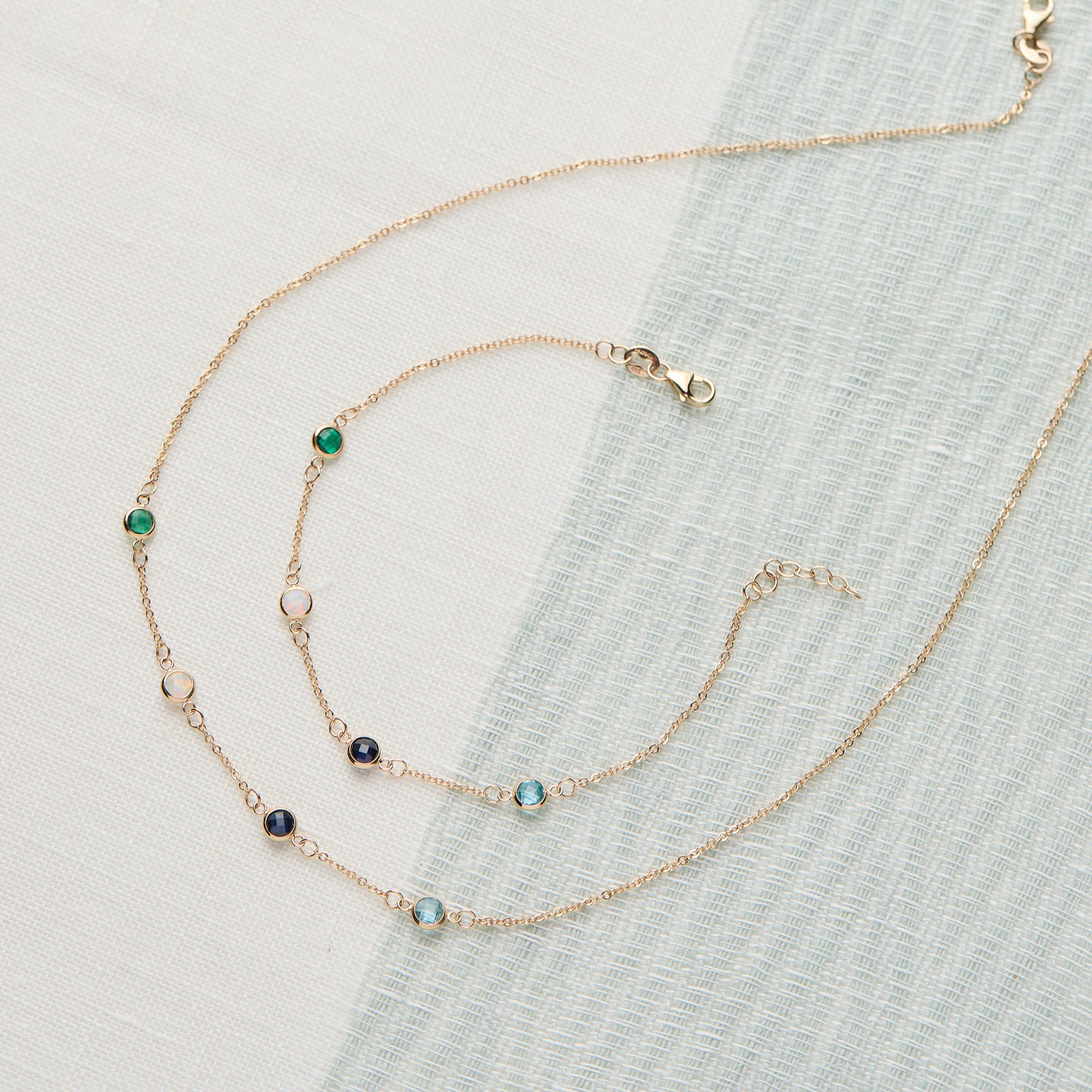 Petite 4 Birthstone Bracelet in 14k Gold - Image 8