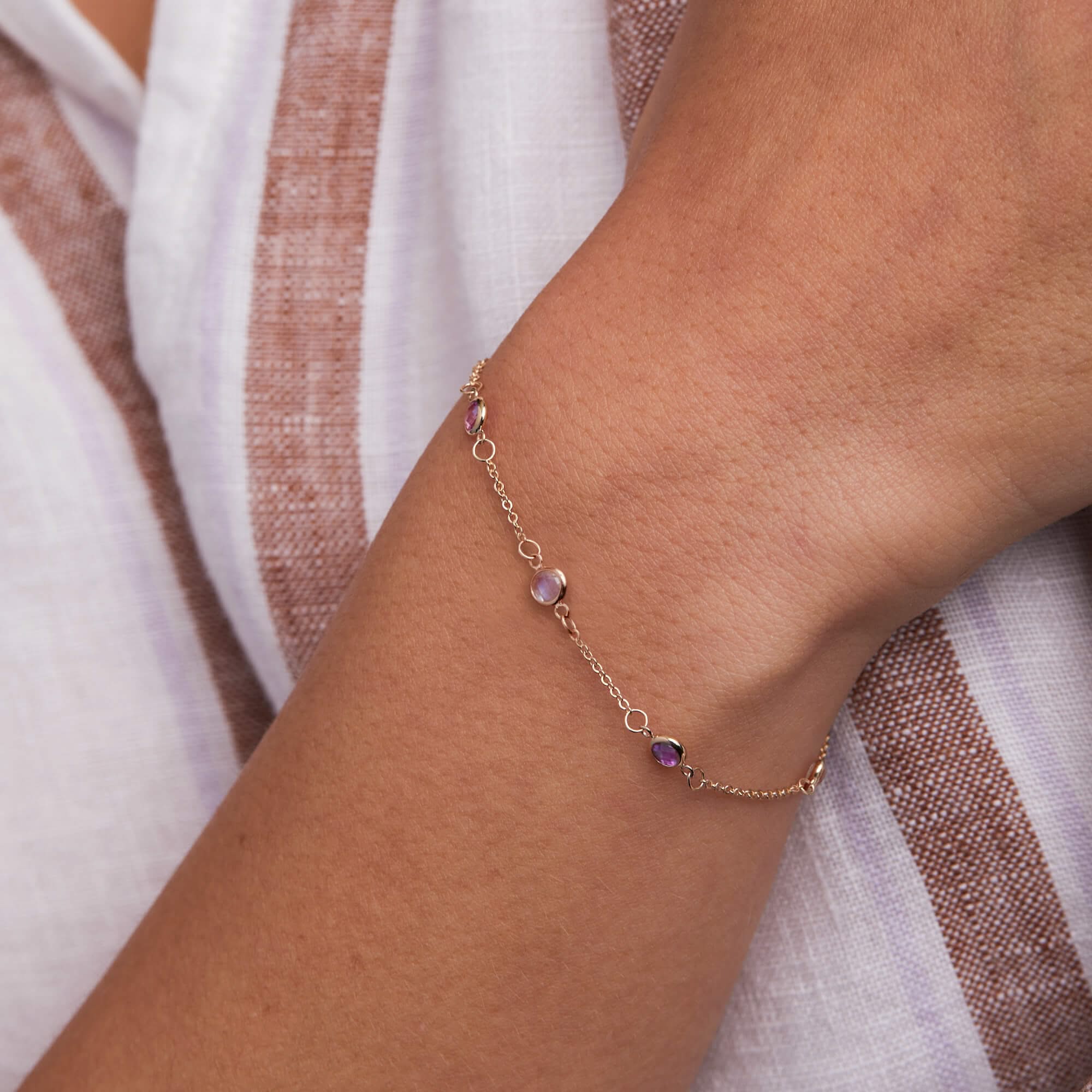 Petite 5 Birthstone Bracelet in 14k Gold - Image 3