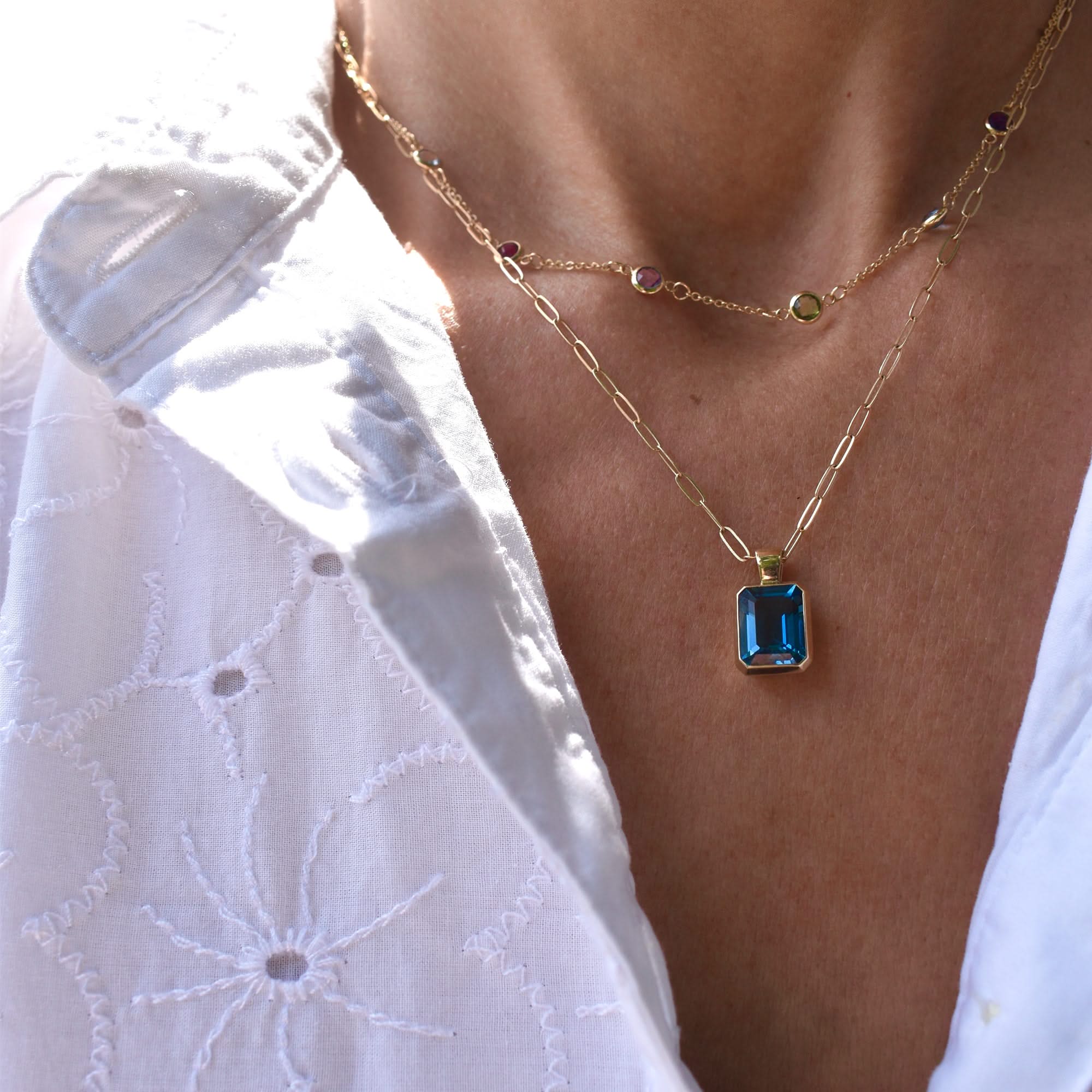Petite 6 Birthstone Necklace in 14k Gold - Image 9