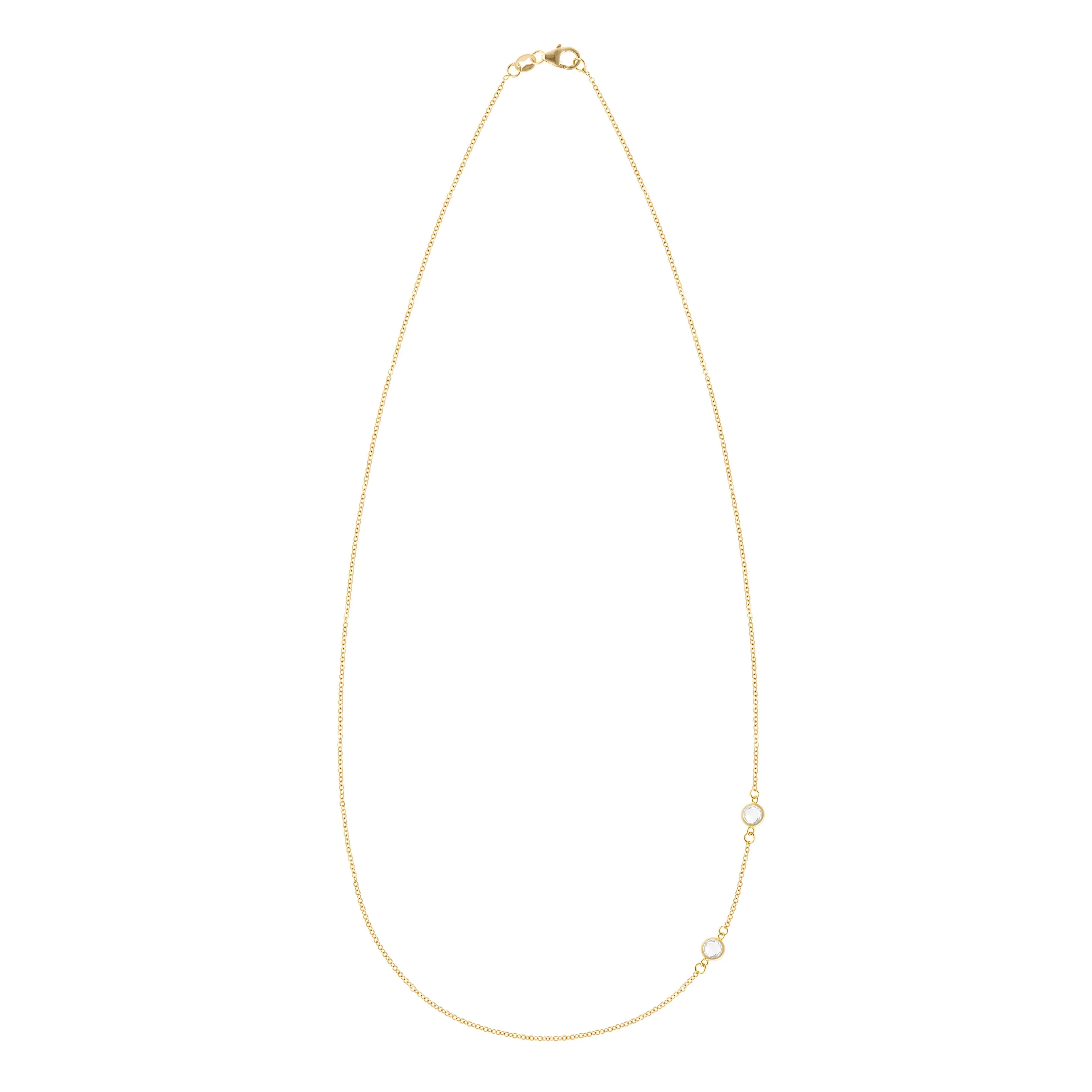 Petite 2 Birthstone Necklace in 14k Gold - Image 4