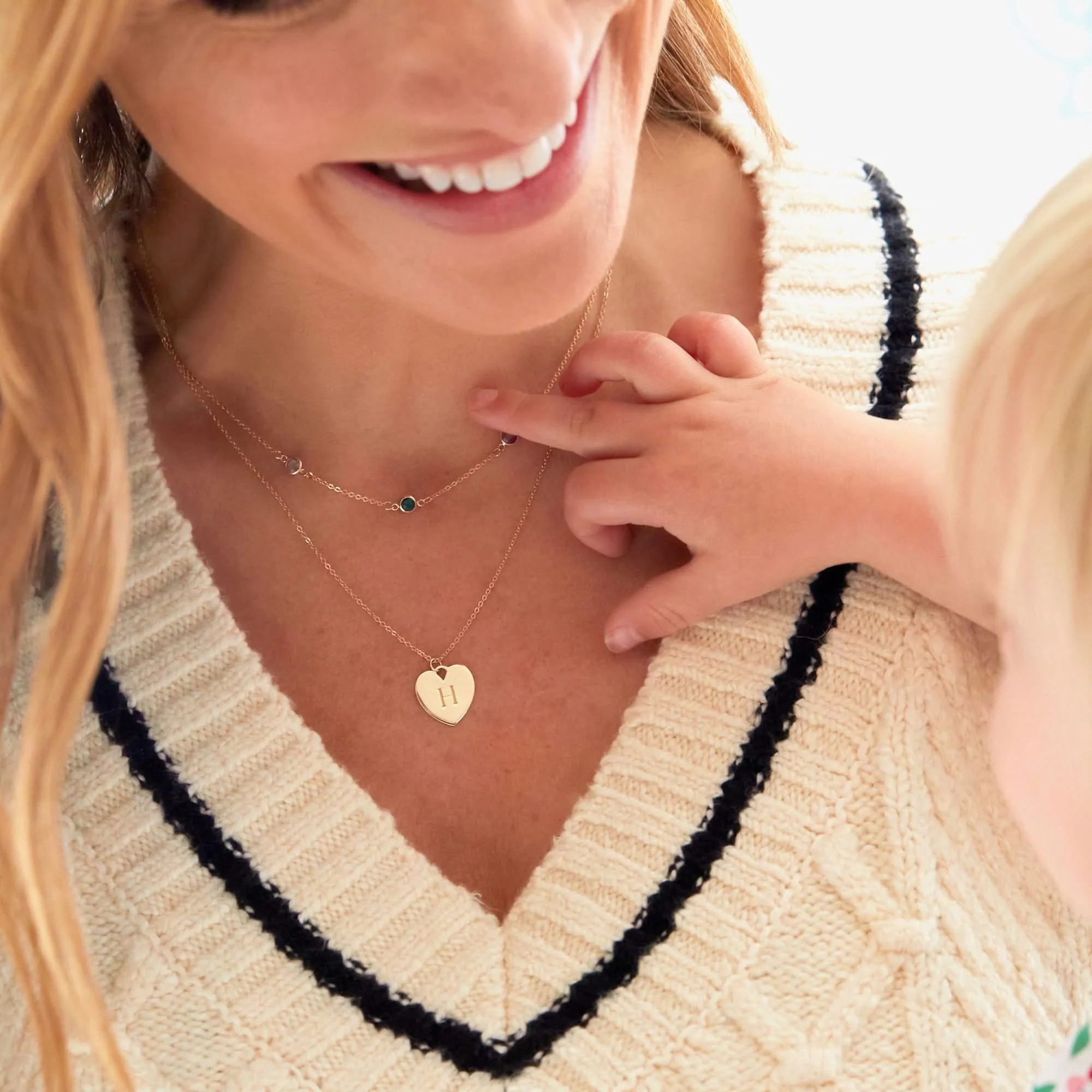 Petite 3 Birthstone Necklace in 14k Gold - Image 11