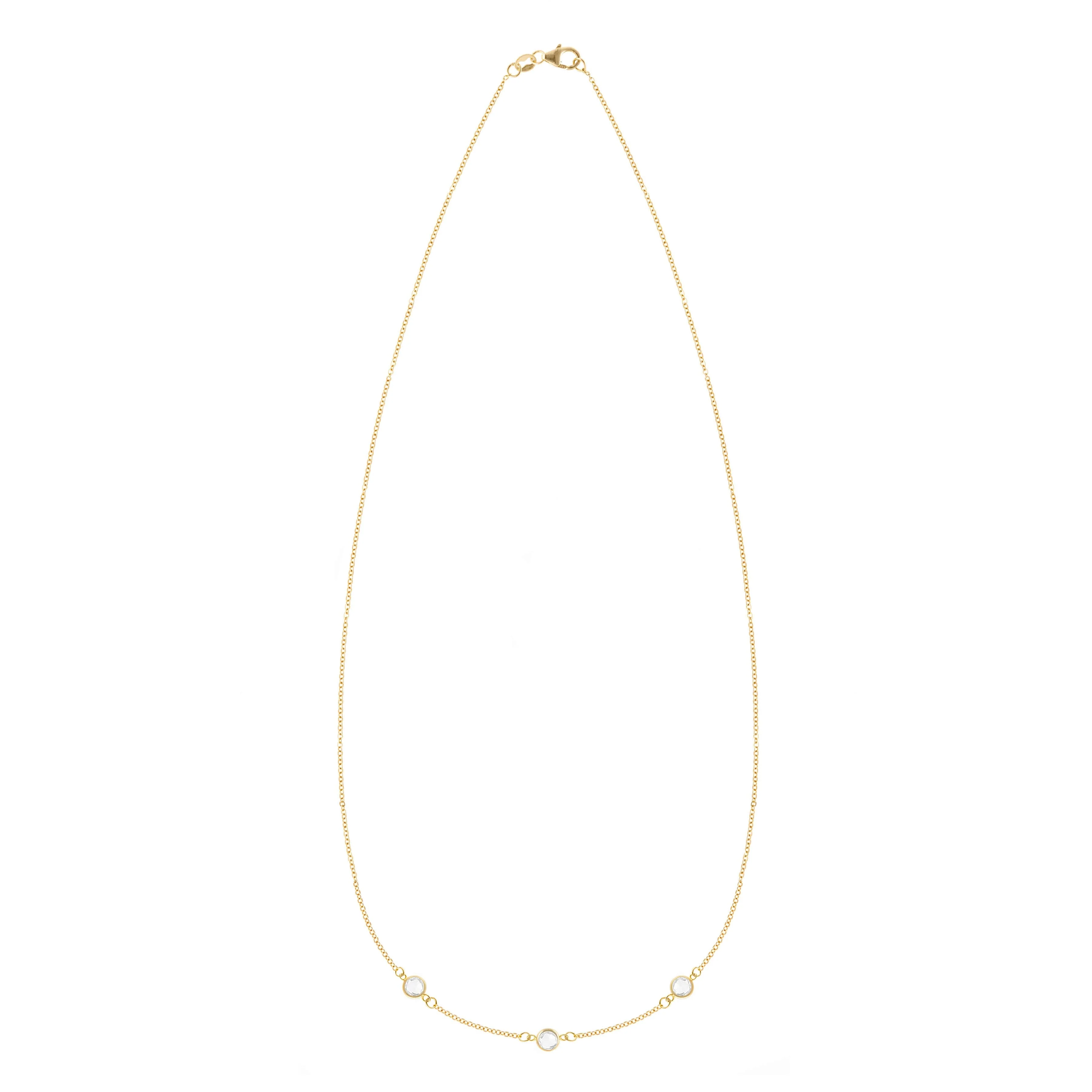 Petite 3 Birthstone Necklace in 14k Gold - Image 4