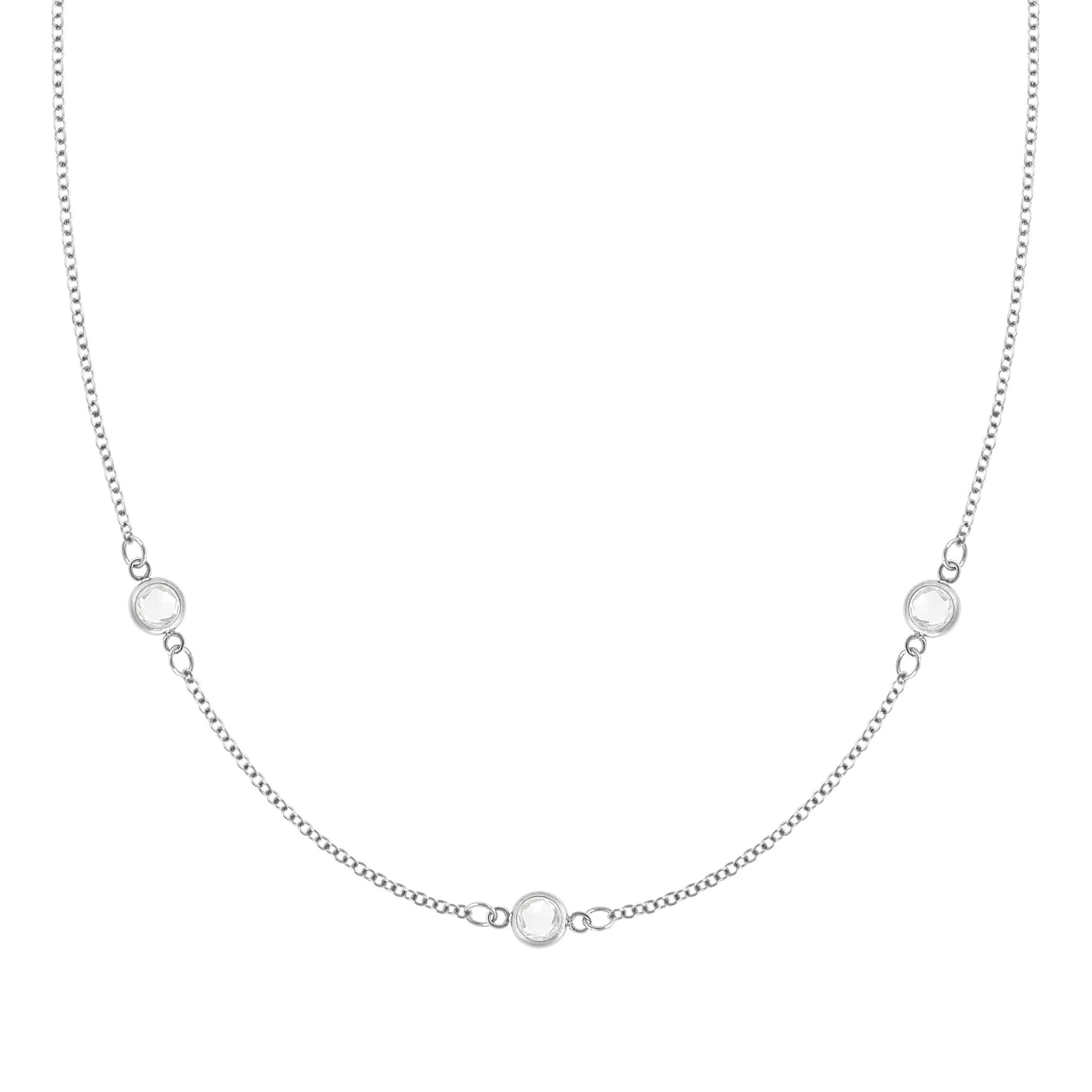 Petite 3 Birthstone Necklace in 14k Gold - Image 7