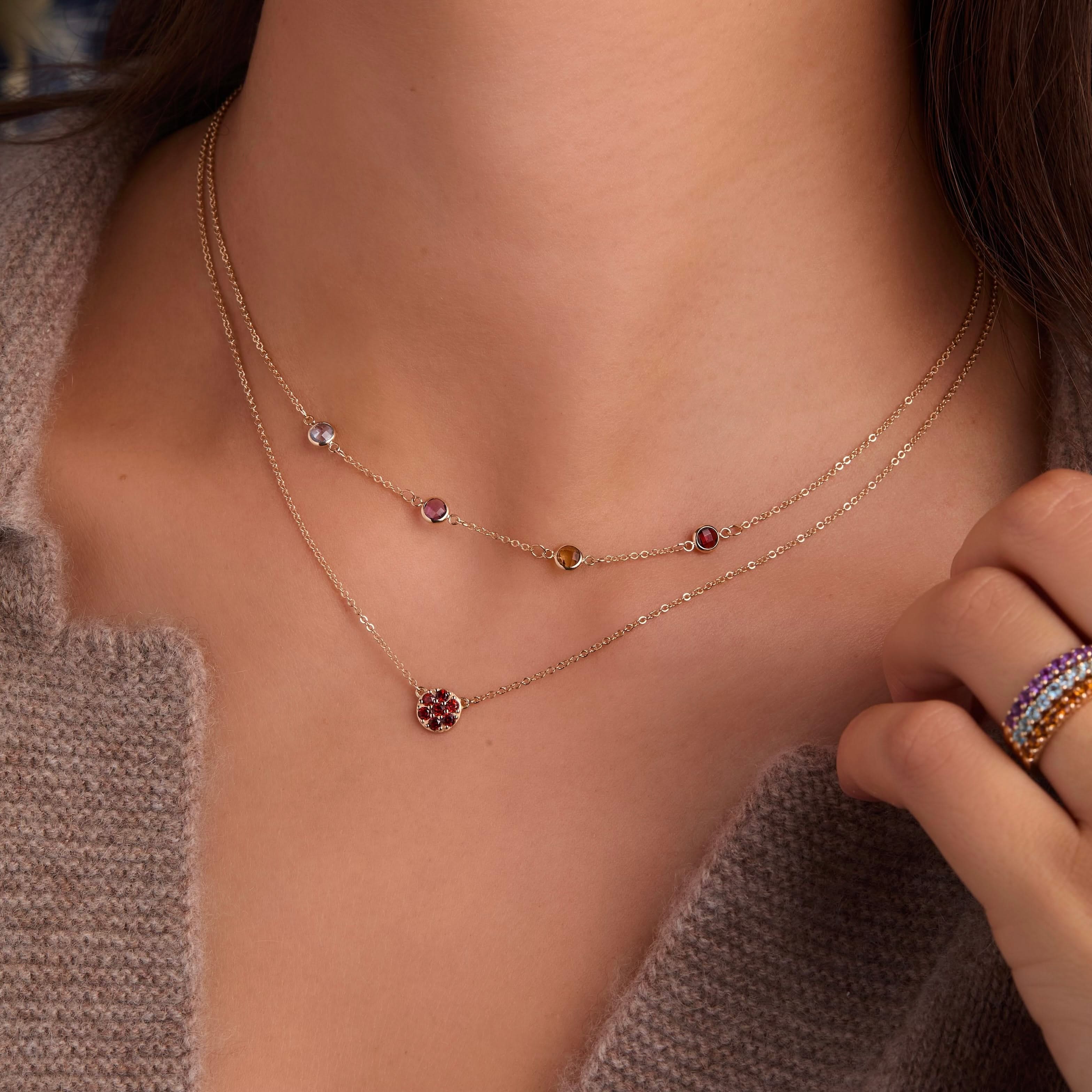 Petite 4 Birthstone Necklace in 14k Gold - Image 10