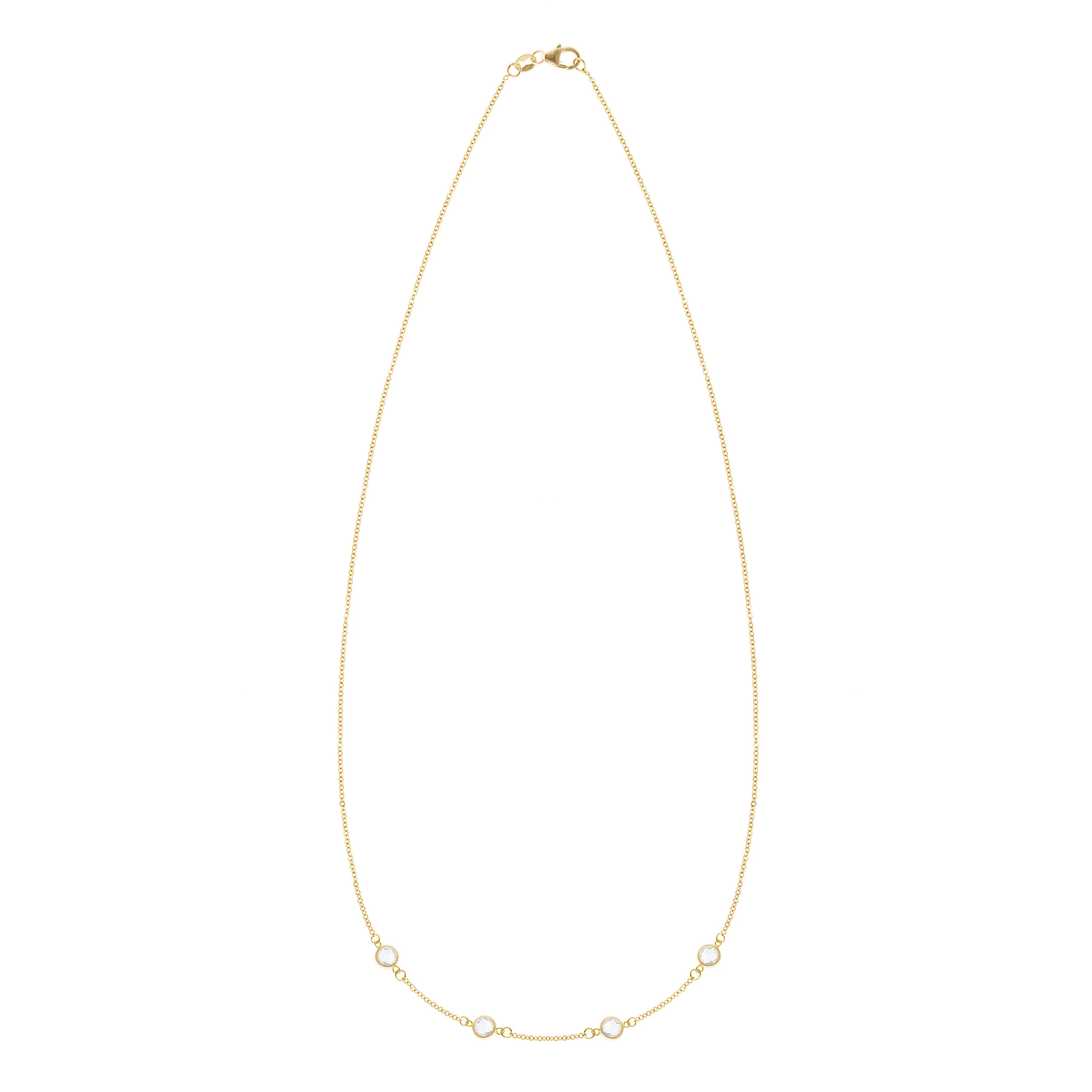 Petite 4 Birthstone Necklace in 14k Gold - Image 4