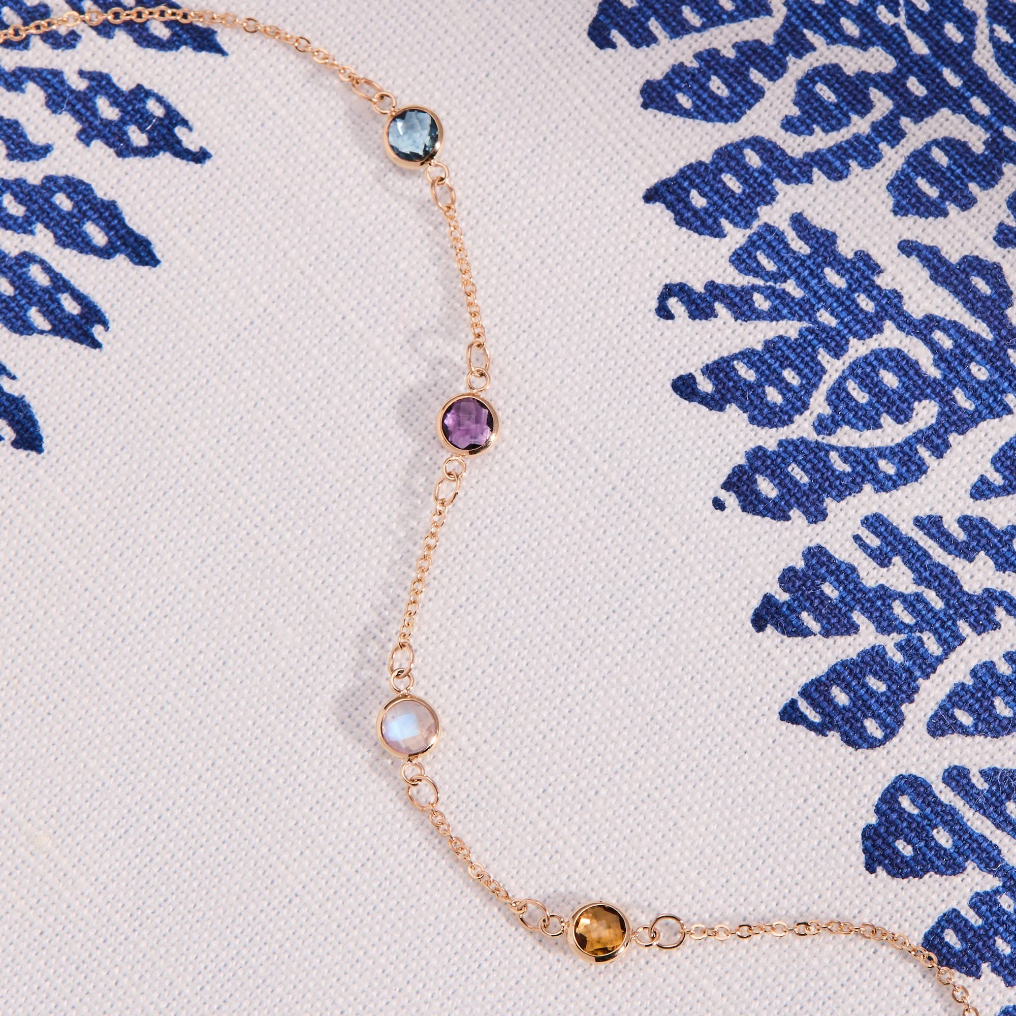 Petite 4 Birthstone Necklace in 14k Gold - Image 7