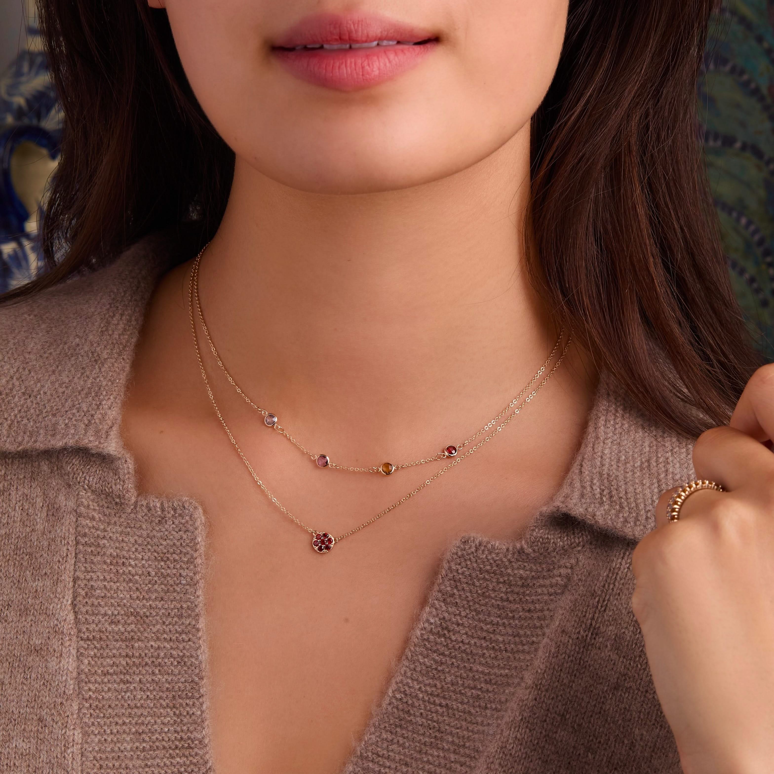 Petite 4 Birthstone Necklace in 14k Gold - Image 9