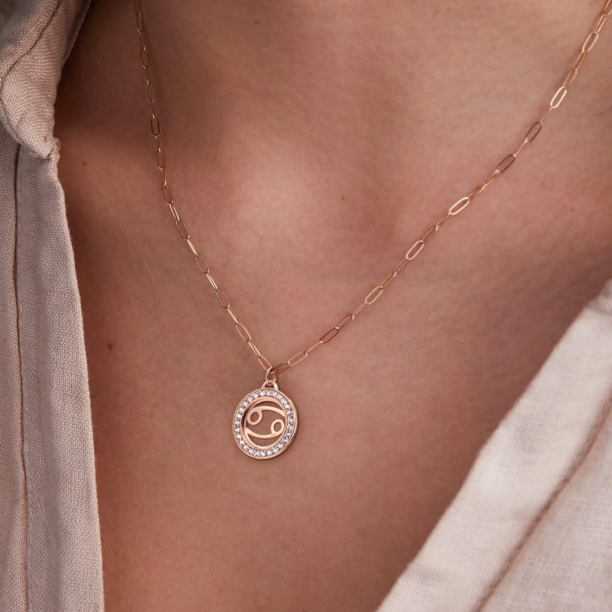 Cancer & Birthstone Pendant in 14k Gold - Image 3