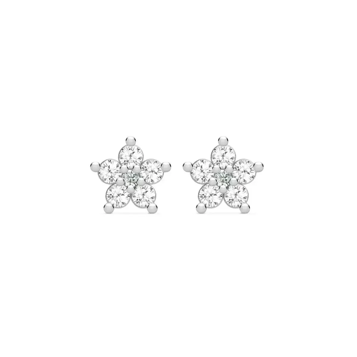 Greenwich Mini Flower Birthstone & Diamond Earrings in 14k Gold - Image 5