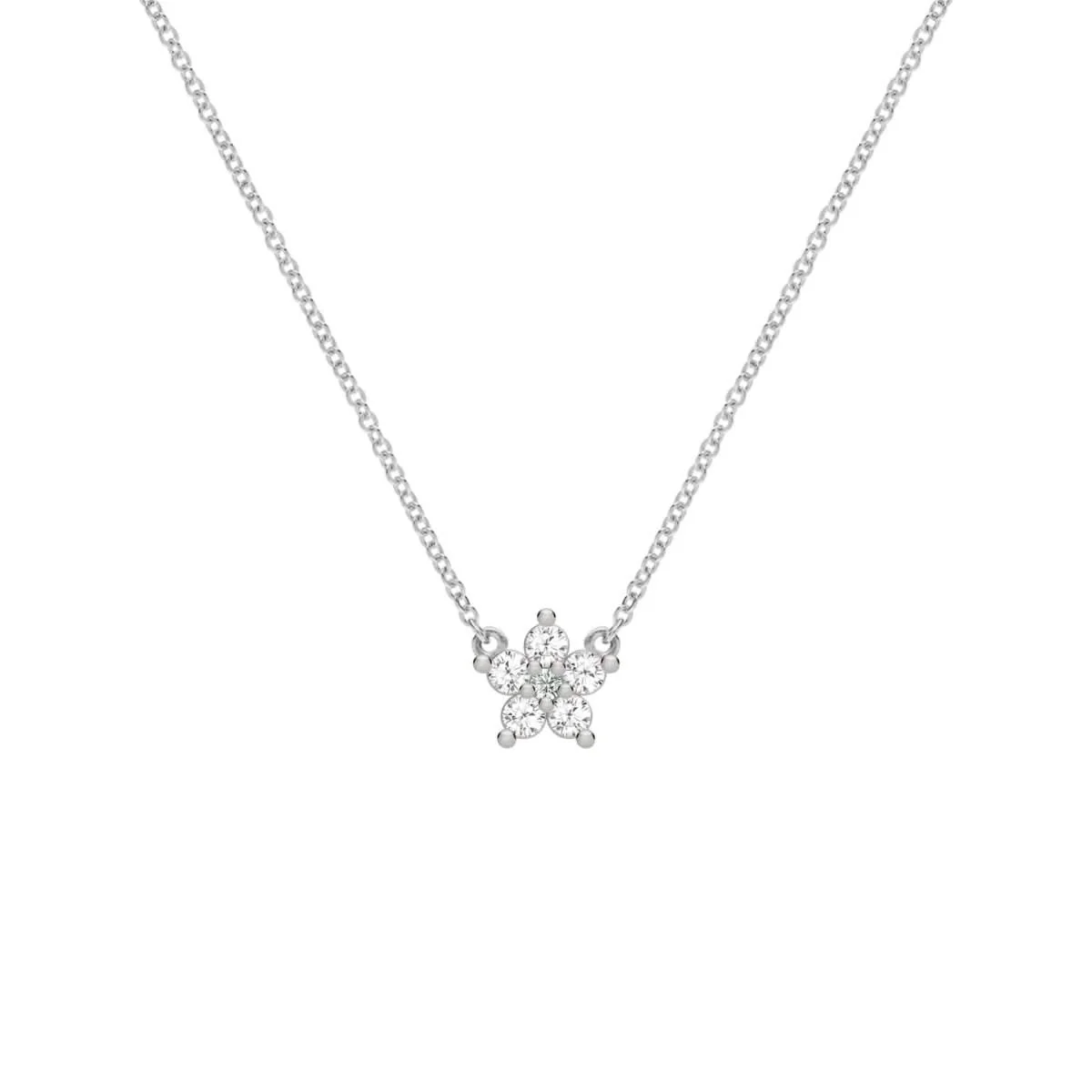 Greenwich Mini Flower Birthstone & Diamond Necklace in 14k Gold - Image 5