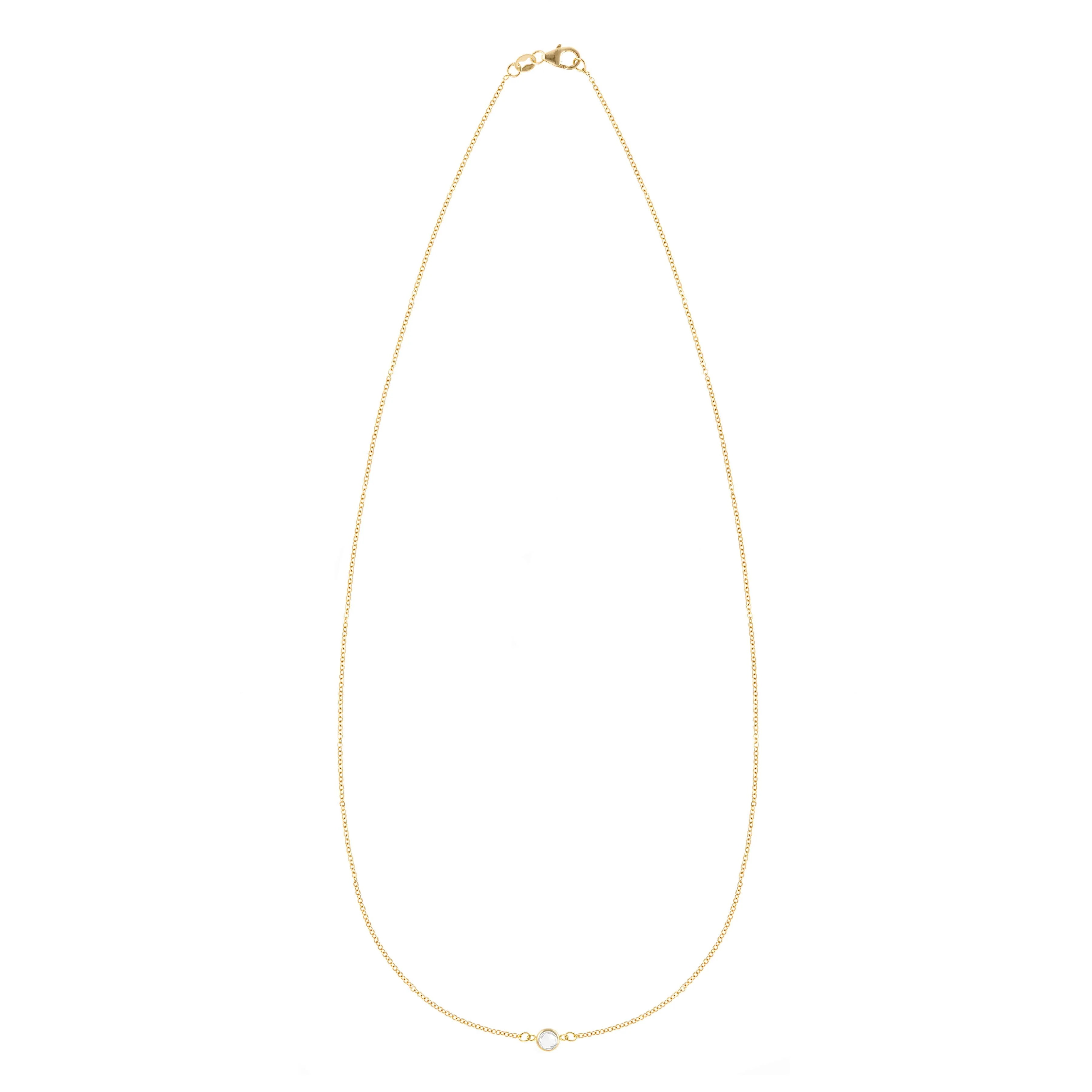 Petite 1 Birthstone Necklace in 14k Gold - Image 4