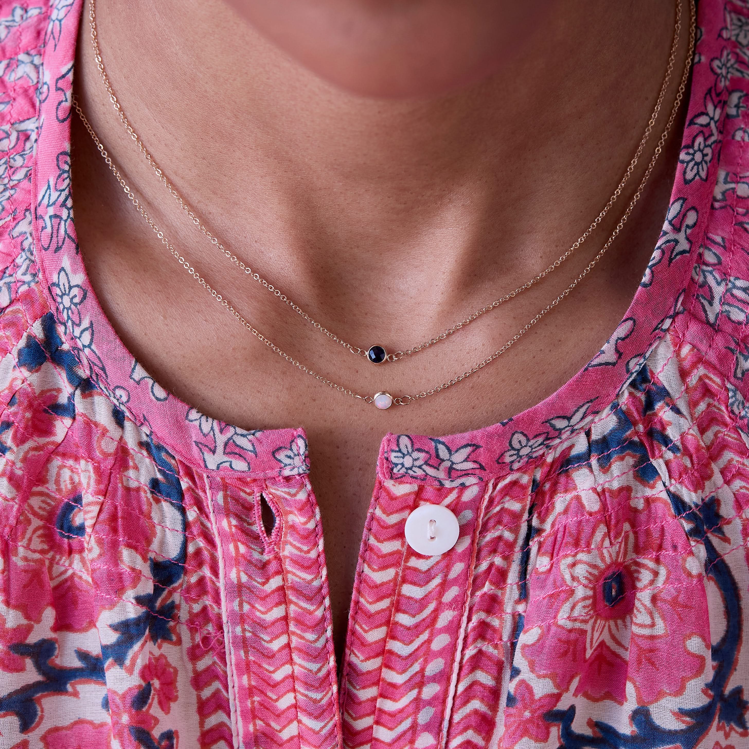 Petite 1 Birthstone Necklace in 14k Gold - Image 9