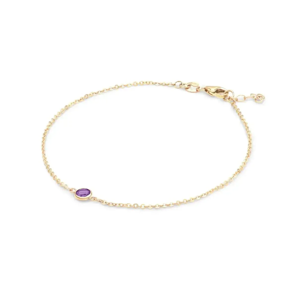 Petite 1 Amethyst Bracelet in 14k Gold (February) - Image 4