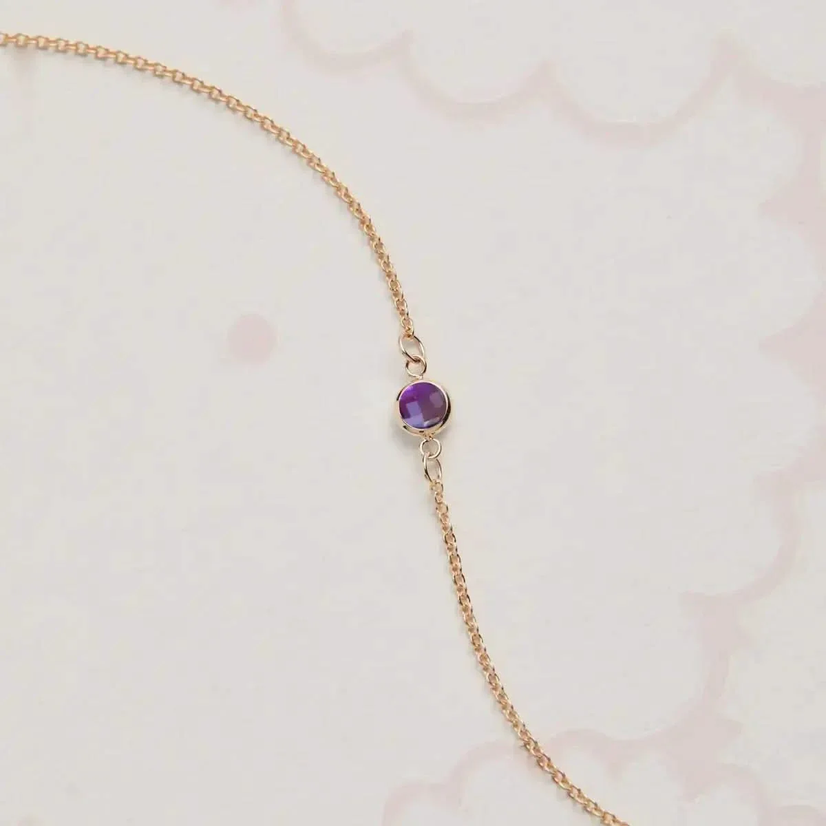 Petite 1 Amethyst Bracelet in 14k Gold (February) - Image 8