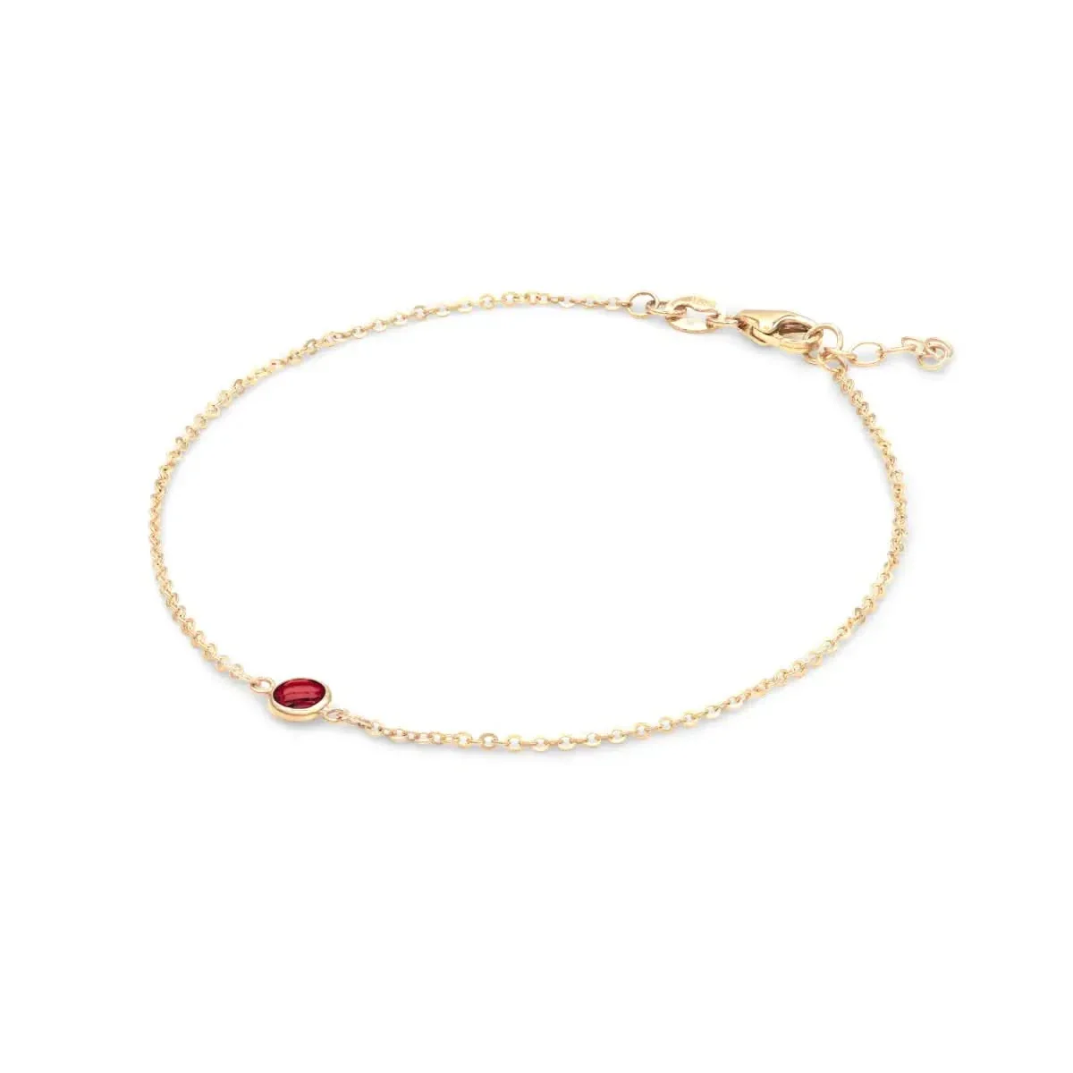 Petite 1 Garnet Bracelet in 14k Gold (January) - Image 4