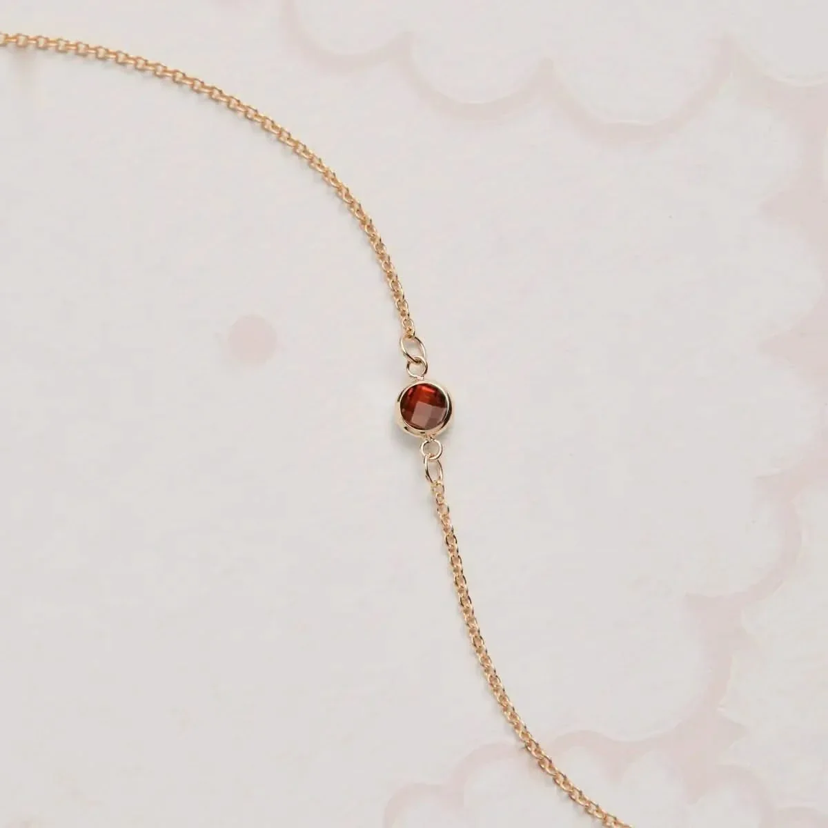 Petite 1 Garnet Bracelet in 14k Gold (January) - Image 8