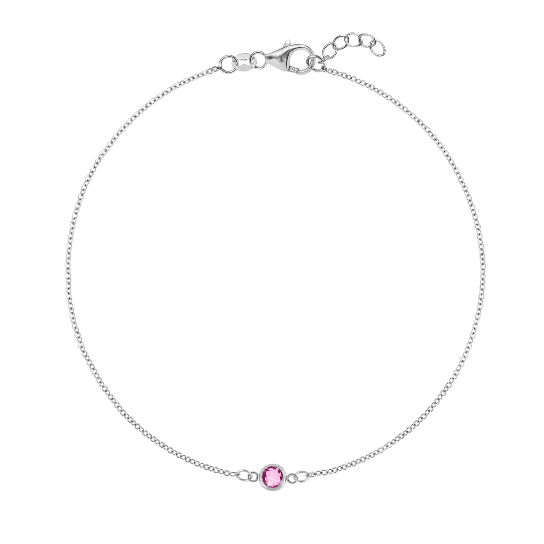 Petite 1 Pink Sapphire Bracelet in 14k Gold (October) - Image 8