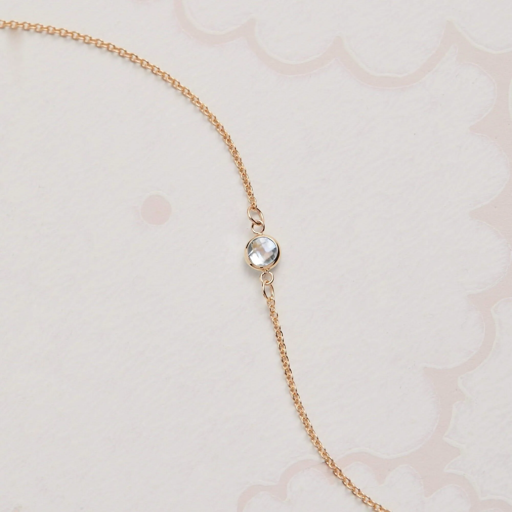 Petite 1 White Topaz Bracelet in 14k Gold (April) - Image 6